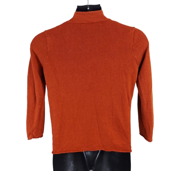 Eileen Fisher Petite Small Cinnamon Orange 100% Linen Knit Cardigan Sweater LS - Picture 2 of 14